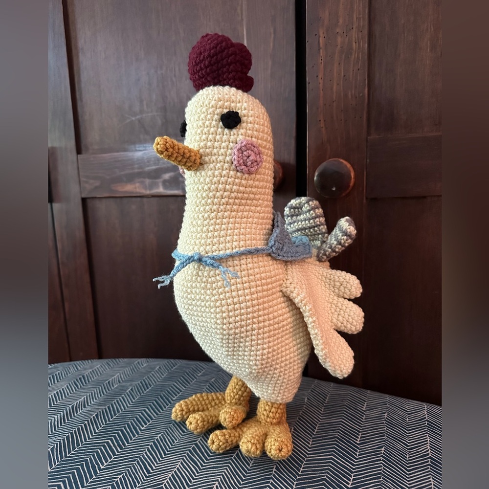 Hand Crocheted Chicken With Shawl!